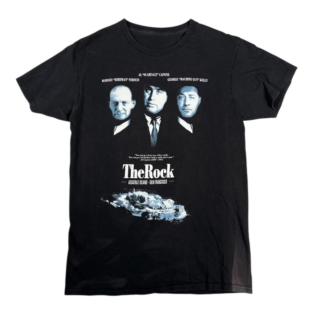 Vintage The Rock Alcatraz Island Al Capone T-Shirt Mens Small Black Gangster